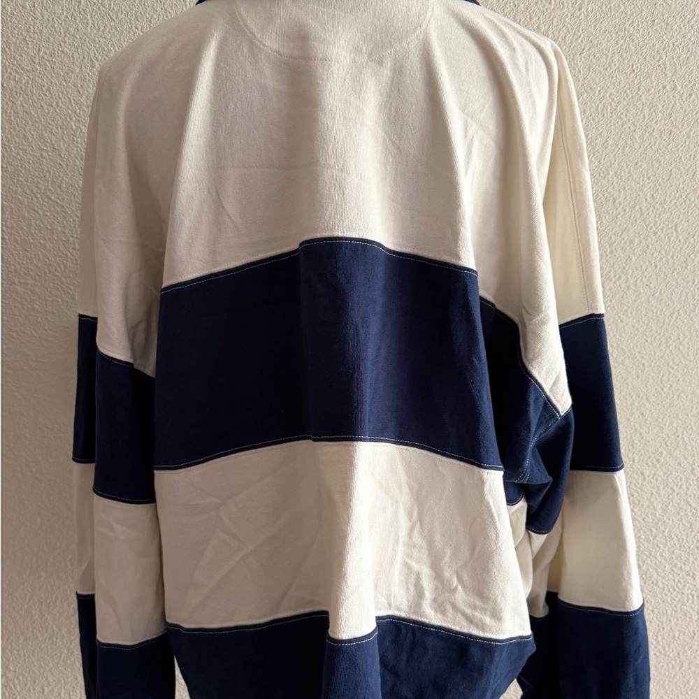 Madewell MWL Striped Rugby Polo Shirt - Navy & White Size XXL - Picture 9 of 12
